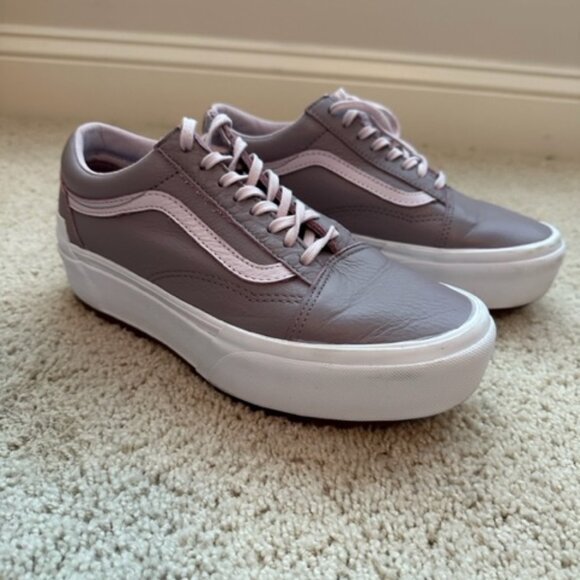 Vans Old Skool Stacked Leather Sneakers- Purple Dove - Picture 2 of 2